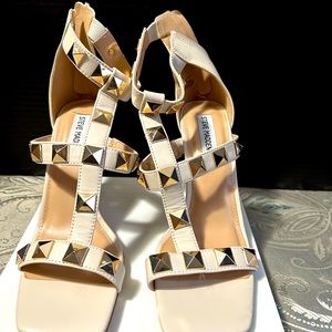 Steve Madden Women's Square Open Toe Heeled Sandals Stiletto Heel Zip Heel